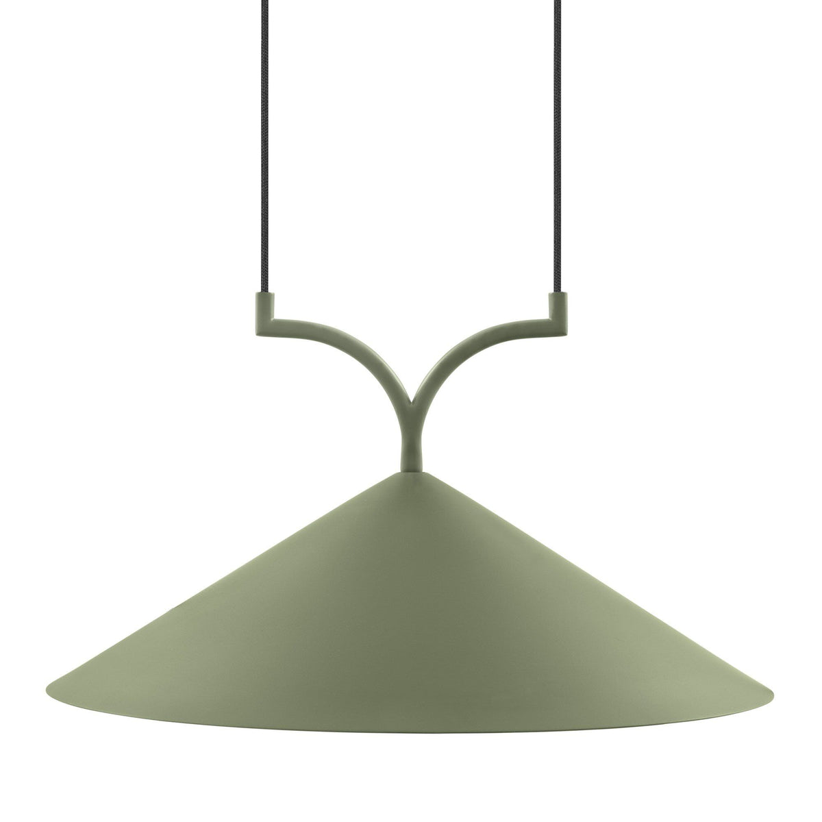 Globen Lighting Curve pendellampe i grøn med trekantet skærm, 50 cm