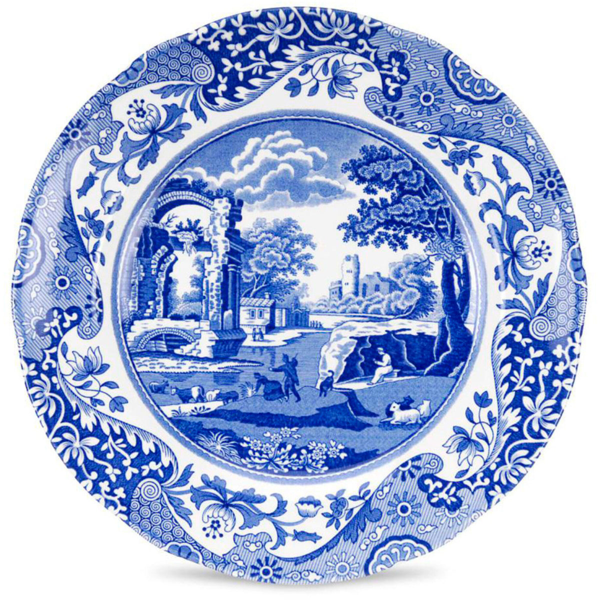 Spode Blue Italian desserttallerken i hvidt og blåt porcelæn, 20 cm