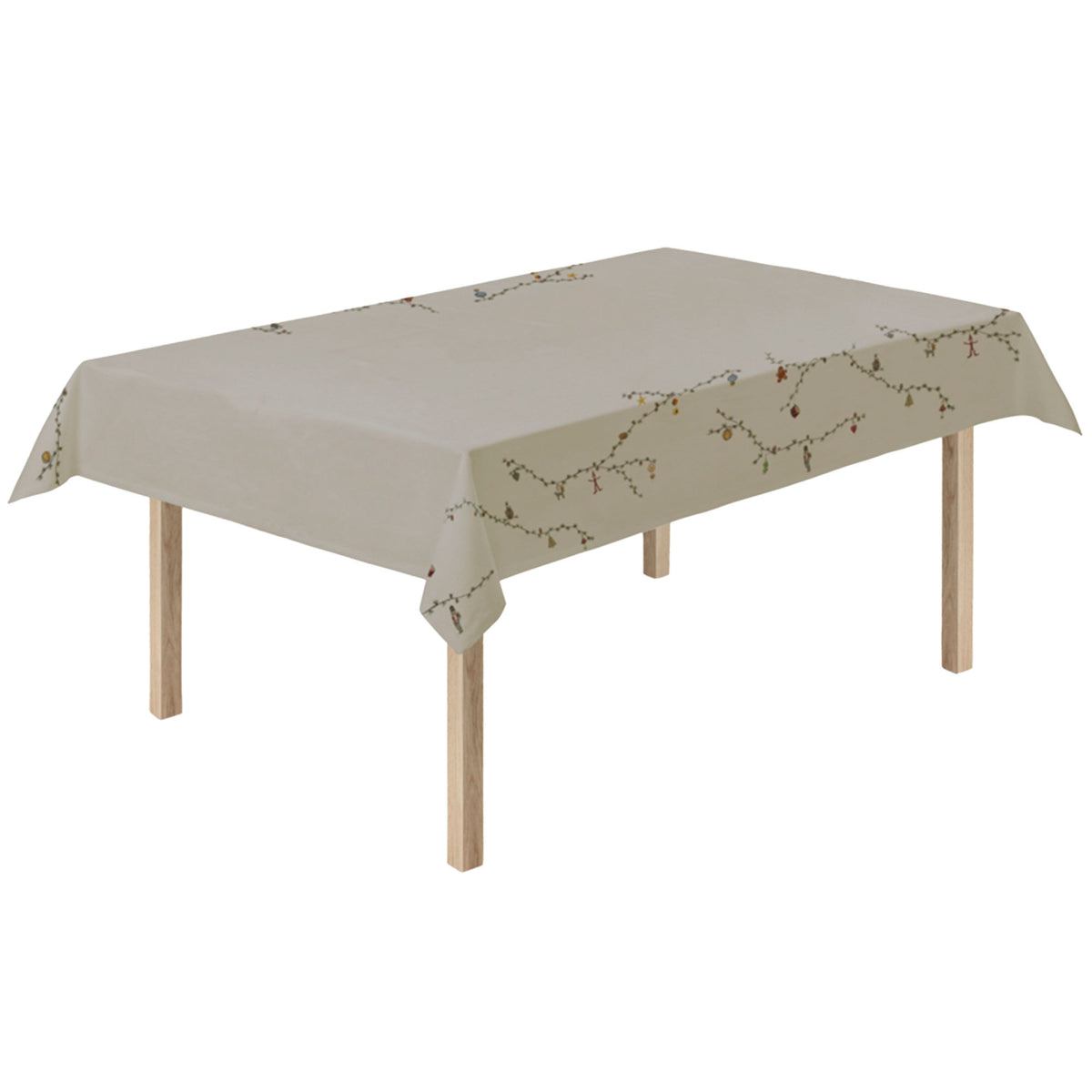 Sandfarvet Kähler Hammershøi juledug med julemotiver, 150 x 270 cm