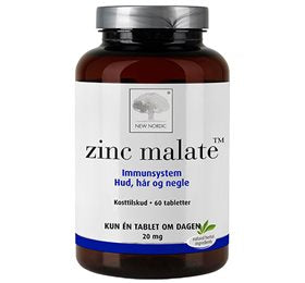 Se New Nordic Zinc Malate 120 tabl. ✔ Kæmpe udvalg i New Nordic - Køb online på udsalg og tilbud lige nu ✔ Lav fragtpris og hurtig levering - Varenummer: Helsegrossisten-45128 og 5021807007219 på lager - Udsalg på Sundhed > New Nordic > Zink Op til 63% rabat - Over 1.329 mærker på online udsalg