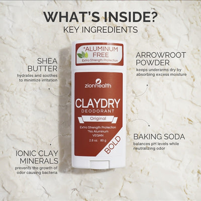 Se Zionhealth - Bio Claydry deodorant - Original 80g. ✔ Kæmpe udvalg i  KopK - Køb online på udsalg og tilbud lige nu ✔ Hurtig levering: 1 - 2 Hverdage samt billig fragt - Varenummer: HG-21507 og barcode / Ean: 0093141102382 på lager - Udsalg på Personlig pleje > Deodorant > Organic Beauty Supply Spar op til 65% - Over 1354 design mærker på udsalg