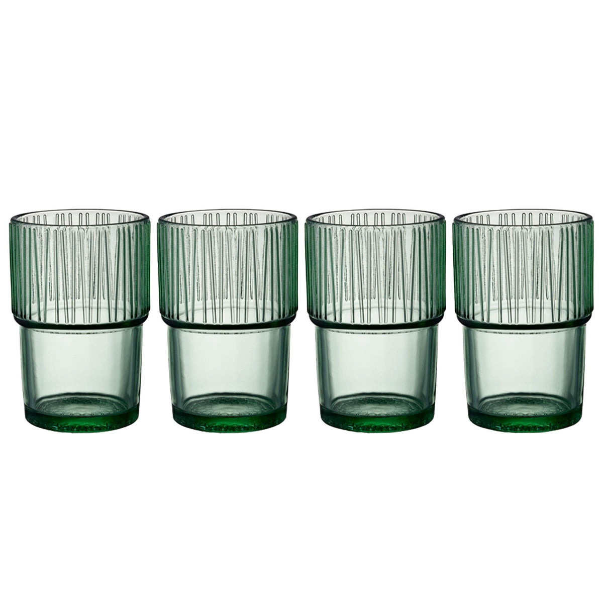 Fire grønne caféglas på 38 cl fra Bitz Kusintha-serien