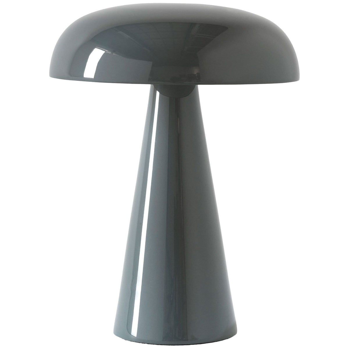 Bærbar &Tradition lampe i stone blue med afrundet base og svampeformet skærm