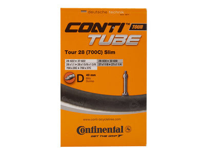 Se Continental Tour 28 Slim - Cykelslange - Str. 700x28-35c - 40 mm Dunlop-ventil ❤ Kæmpe udvalg i Continental ❤ Hurtig levering: 1 - 2 Hverdage samt billig fragt - Varenummer: CKP-4019238556902 og barcode / Ean: '4019238556902 på lager - Udsalg på Slanger Spar op til 51% - Over 400 kendte brands på udsalg