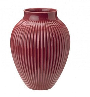 Knabstrup Vase med riller Højde 20 cm. Bordeaux - Køb online nu