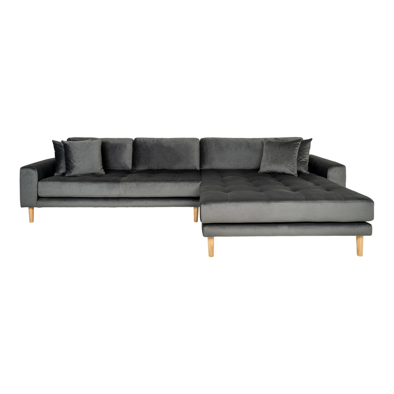 Se Lido Lounge Sofa - Lounge Sofa, Højrevendt I Mørkegrå Velour Med Fire Puder Og Natur Træben, Hn1013 ❤ Stort online udvalg i HouseNordic ❤ Hurtig levering: 1 - 2 Hverdage samt billig fragt ❤ Varenummer: BBM-45560853922069 og barcode / Ean: &