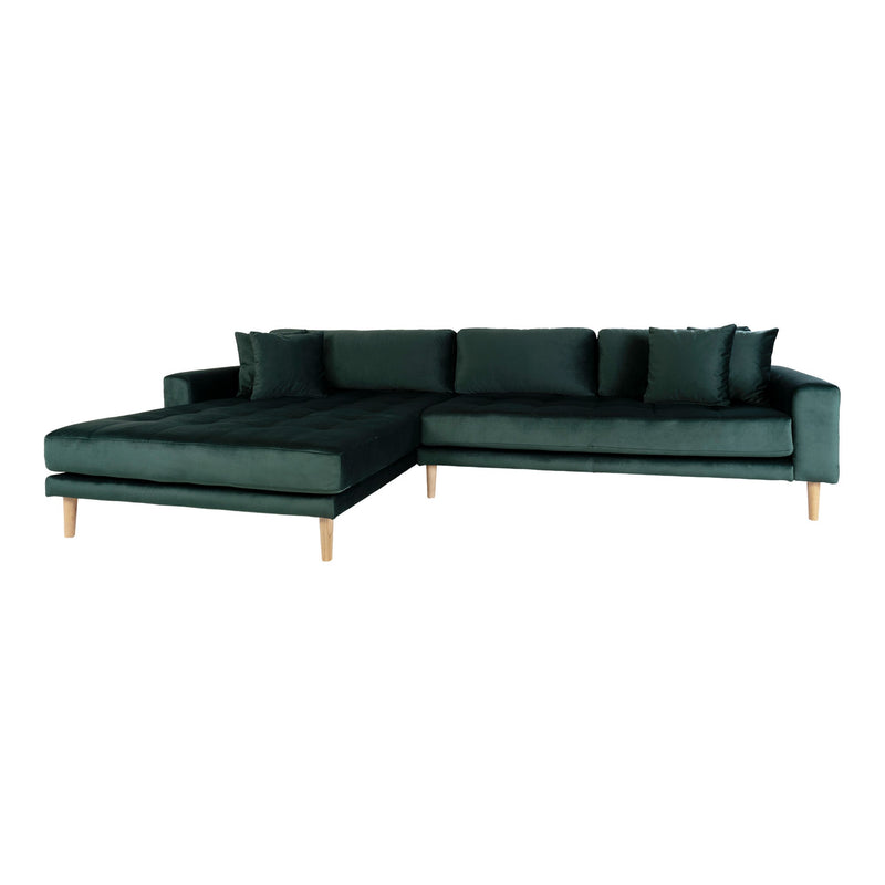 Se Lido Lounge Sofa venstrevendt i mørkegrøn velour med fire puder HN1006 ❤ Stort online udvalg i House Nordic ❤ Hurtig levering: 1 - 2 Hverdage samt billig fragt ❤ Varenummer: BGH-42001767104764 og barcode / Ean: &