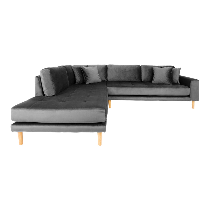 Se Lido Hjørnesofa Åben Ende - Hjørnesofa Åben Ende, Venstrevendt I Mørkegrå Velour Med Fire Puder Og Natur Træben, Hn1013 ❤ Stort online udvalg i HouseNordic ❤ Hurtig levering: 1 - 2 Hverdage samt billig fragt ❤ Varenummer: BBM-45560851562773 og barcode / Ean: &