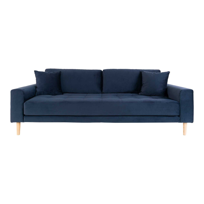 Se Lido 3 Personers Sofa - 3 Personers Sofa, Mørkeblå Velour Med To Puder Og Natur Træben, Hn1005 ❤ Stort online udvalg i HouseNordic ❤ Hurtig levering: 1 - 2 Hverdage samt billig fragt ❤ Varenummer: BBM-45560845107477 og barcode / Ean: &