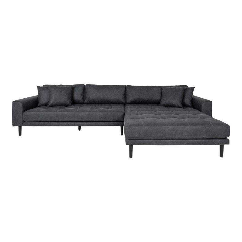 Se Lido Lounge Sofa - Lounge Sofa, Højrevendt I Mørkegrå Microfiber Med Fire Puder Og Sort Træben, Hn1000 ❤ Stort online udvalg i HouseNordic ❤ Hurtig levering: 1 - 2 Hverdage samt billig fragt - Varenummer: BBM-47983675998485 og barcode / Ean: &