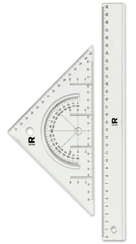 Se Relief Lineal sæt stor trekant + lineal online her - Ean: 5703273183290