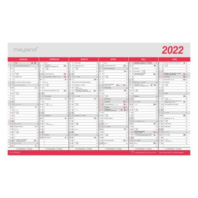 Mayland Stor Kontorkalender med flagdage 2022 - Køb online nu