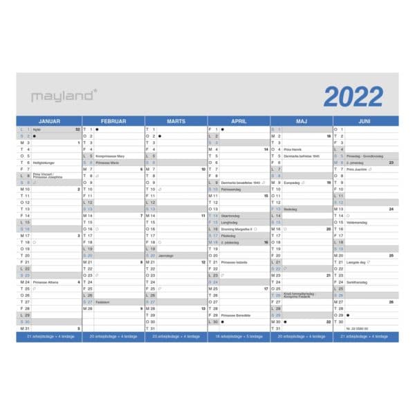 Mayland Kontorkalender Klassisk A5 2022 - Køb online nu