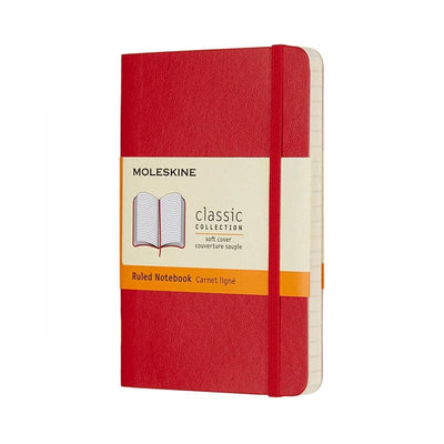 Se Notesbog Moleskine pocket rød m/192 linjerede ark soft online her - Ean: 8055002854597