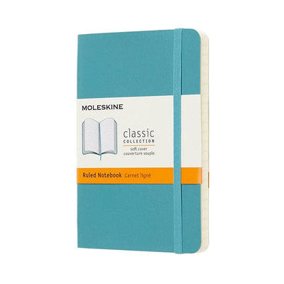 Se Notesbog Moleskine pocket lysblå m/192 linjerede ark soft online her - Ean: 8058341715468