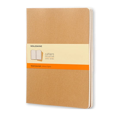 Se Notesbog Moleskine xl cahiers kraft 3 stk m/120 linjrede ark online her - Ean: 9788883705045