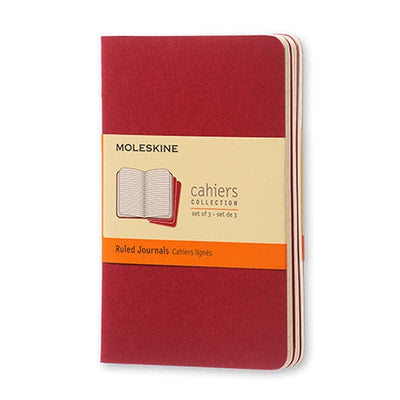 Se Notesbog Moleskine pocket cahiers rød 3 stk m/64 linjerede online her - Ean: 9788862930956