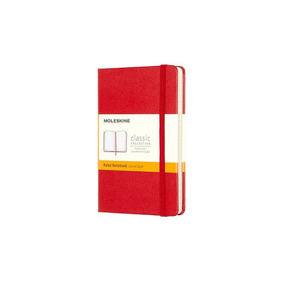 Se Notesbog Moleskine pocket rød m/192 linjerede ark hard cover online her - Ean: 9788862930000