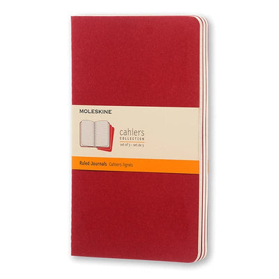 Se Notesbog Moleskine large cahiers rød 3 stk m/80 linjerede online her - Ean: 9788862931014