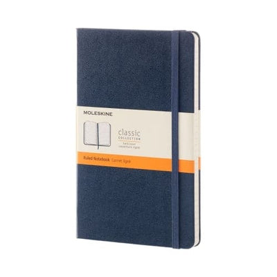 Se Notesbog Moleskine large blå m/240 linjerede ark hard cover online her - Ean: 8051272893601