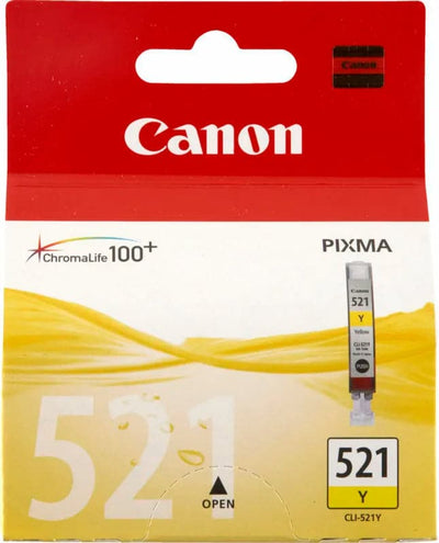 Se Canon CLI-521y yellow ink cartridge printerpatron online her - Ean: 4960999577531