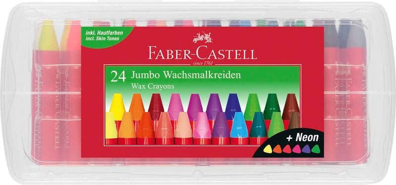 Se Faber-Castell Vokskridt jumbo 24 farver online her - Ean: 4005401200345