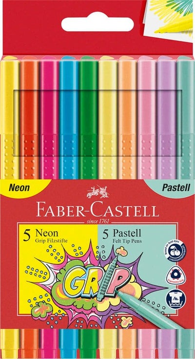 Se Faber-Castell Tusser grip 10 stk 5 neon 5 pastel online her - Ean: 4005401553120