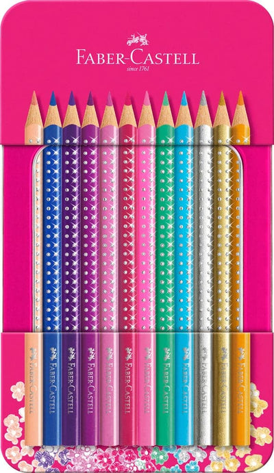 Se Faber-Castell Farveblyant sparkle 12 farver tinæske online her - Ean: 4005402017379