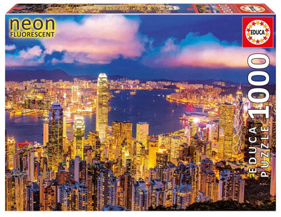 Se Educa Puslespil hong kong skyline neon 1000 brikker online her - Ean: 8412668184626