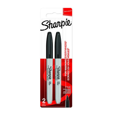 Se Markersæt permanent sharpie fine 1 mm sort 2 stk online her - Ean: 3501179858609