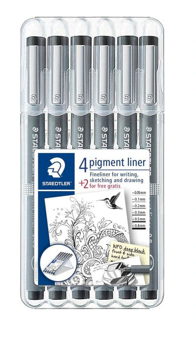 Se Staedtler Pigmentliner 4+2 ass/boks online her - Ean: 4007817308356