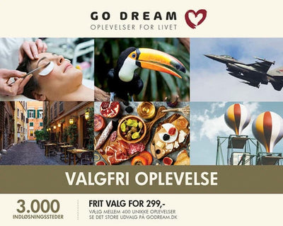 Se GO DREAM Valgfri oplevelse 299,- online her - Ean: 5711434019159