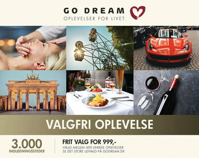 Se GO DREAM Valgfri oplevelse 999,- online her - Ean: 5711434022753