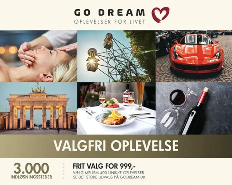 Se GO DREAM Valgfri oplevelse 999,- online her - Ean: 5711434022753