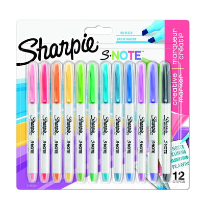 Se Markersæt/highlighter Sharpie S-Note 12 stk. Ass. Farver online her - Ean: 3026981382338