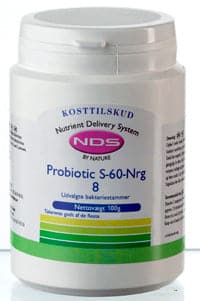 Stort online udvalg i NDS Probiotic S-60-NRG 8 100 gram ❤ NDS ❤ Hurtig levering: 1 - 2 Hverdage og gratis fragt v/køb over 295 kr. GLS til pakkeshop ❤ Varenummer: HG-9169 og barcode / Ean: 5707343600090 på lager - Kæmpe udvalg i Kosttilskud - Over 454 design brands på udsalg