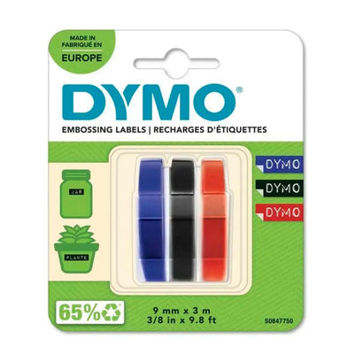Se Dymo tape 3d 9mmx3m 3-pack ass. rød sort blå online her - Ean: 3501170847756