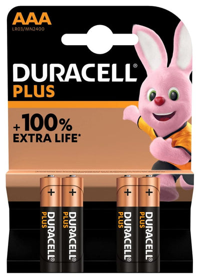 Se BATTERI DURACELL Plus Power AAA 4 pk online her - Ean: 5000394141117