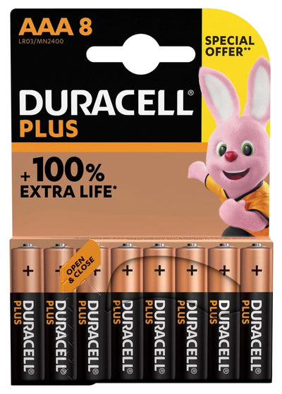 Se BATTERI DURACELL Plus Power AAA 8 pk online her - Ean: 5000394141384