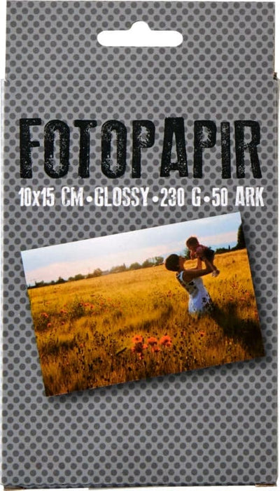 Se Fotopapir 10x15 230g glossy 50ark online her - Ean: 5709068304406