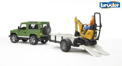 Se Bruder Land Rover med trailer og JCB micro gravemaskine online her - Ean: 4001702025939
