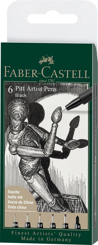 Se Faber-Castell Tusser Pitt Artist Sort Ass. 6 Stk. online her - Ean: 4005401671169