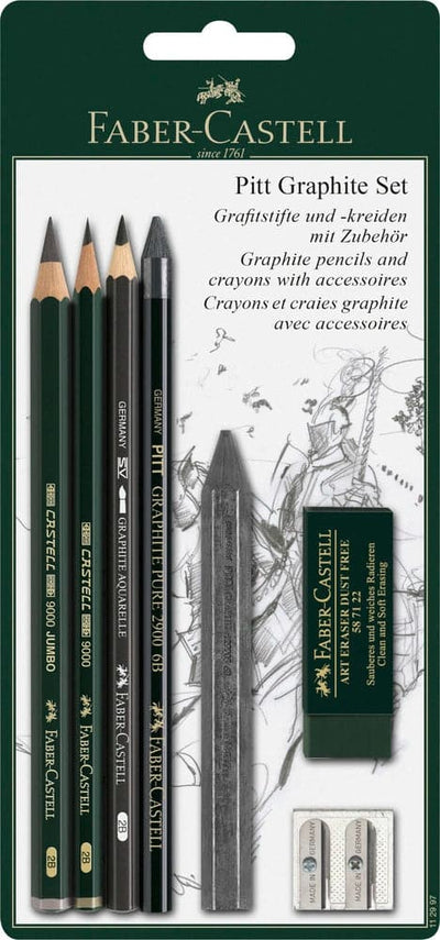 Se Faber-Castell Blyant sæt pitt 9000 jumbo pen spids visk kul online her - Ean: 4005401129974