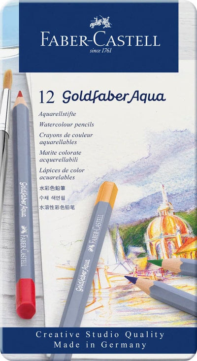 Se Faber-Castell Farveblyant Gold Akvarel tinæske 12 ass online her - Ean: 4005401146124