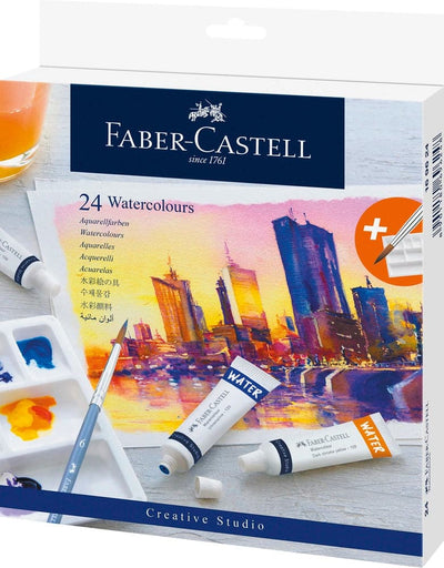 Se Faber-Castell Vandfarver startsæt 24 stk farver 9ml tube online her - Ean: 8901180696248