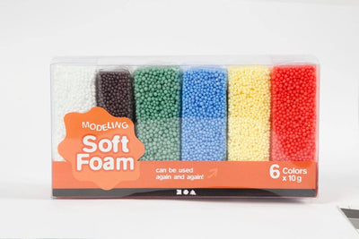 Se Foam soft modelleringsmasse 6 ass farver 10 g online her - Ean: 5712854370561