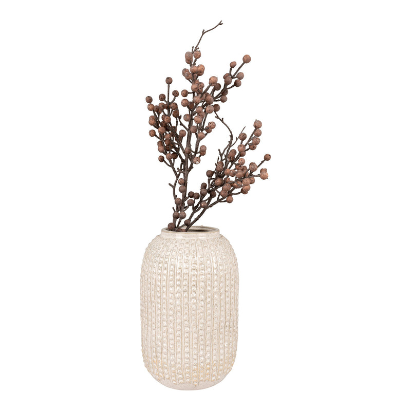 Se Vase - Vase I Keramik, Beige Med Mønster, Rund, Ø16X25,5 Cm ❤ Stort online udvalg i HouseNordic ❤ Hurtig levering: 1 - 2 Hverdage samt billig fragt ❤ Varenummer: BBM-45561117573397 og barcode / Ean: &