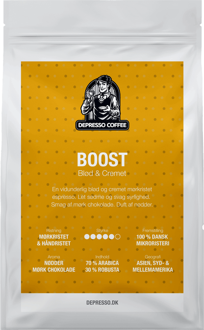 Se Depresso Coffee Kaffebønner Boost ❤ Depresso Coffee ❤ Hurtig levering: 1 - 2 Hverdage samt billig fragt ❤ Varenummer: DC-361 og barcode / Ean:  på lager - Kæmpe udvalg i  Kaffebønner - Over 857 kendte brands på udsalg