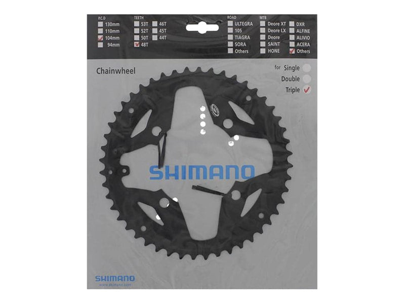 Se Shimano Acera - 48 tands CG klinge MTB - BCD104 - Sort - FC-M391 og FC-M430 ❤ Kæmpe udvalg i Shimano ❤ Hurtig levering: 1 - 2 Hverdage samt billig fragt - Varenummer: CKP-4524667950721 og barcode / Ean: &