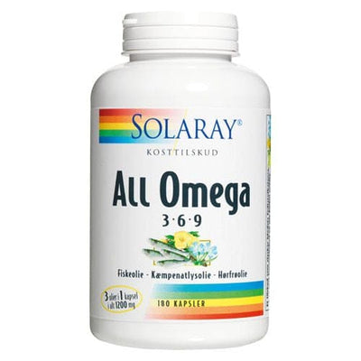 Stort online udvalg i Solaray All Omega 3-6-9 180 kaps. ❤ Solaray ❤ Hurtig levering: 1 - 2 Hverdage og gratis fragt v/køb over 295 kr. GLS til pakkeshop ❤ Varenummer: HG-7274 og barcode / Ean: 076280292312 på lager - Kæmpe udvalg i Sundhed - Over 434 design mærker på udsalg